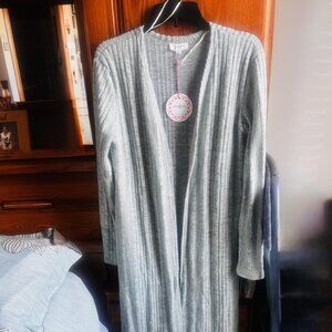 NWT Medium UMGEE heathered sea green LONG open front cardigan